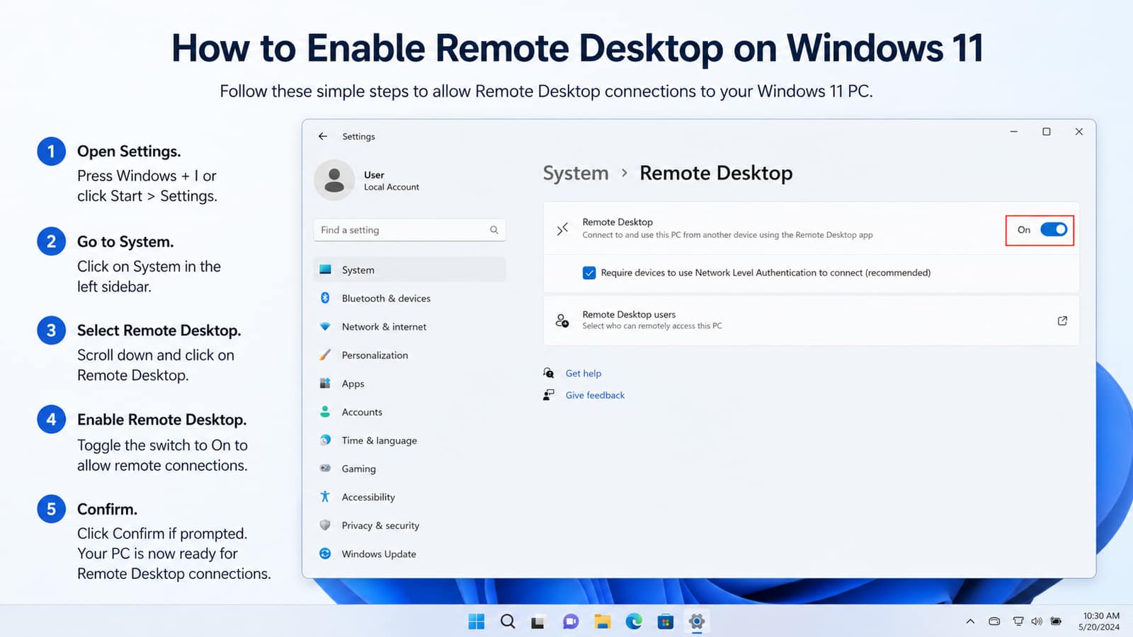 How to Enable Remote Desktop on Windows 11